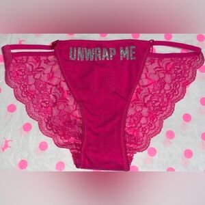 Vintage Victoria's Secret PINK string Bikini Panty lace back cotton PINK panties